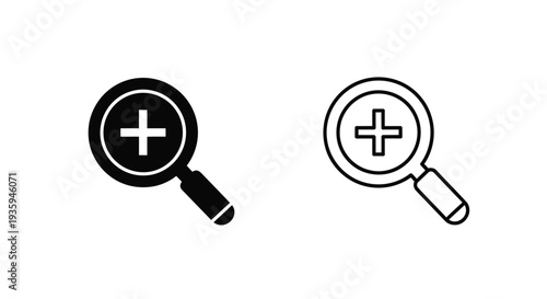 Magnifying glass icons search plus Vector