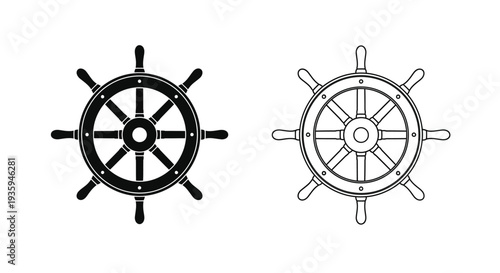 Vintage ship wheel designs Vector
