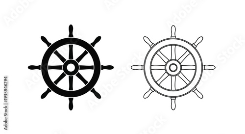 Vintage ship steering wheel icons Vector