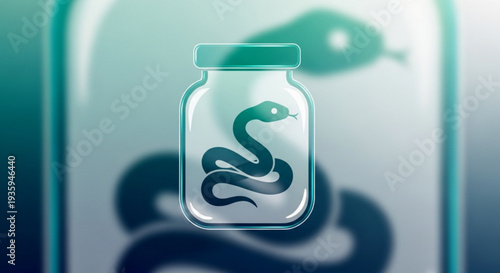 Snake in a jar with green outline on transparent background