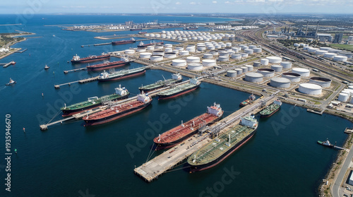 Oil tankers sailing in ocean