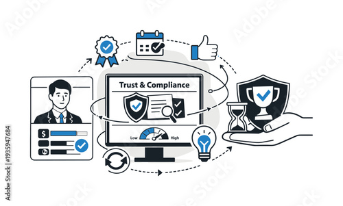 Modern minimal flat vector conceptual collage, crisp hard edges, consistent THIN outline stroke, rounded corners where needed,