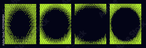 Bitmap dither pixel rectangular backgrounds with a bit, gradient effect. Futuristic retro design in Y2K style. Tech techno vibe, vintage cyberpunk grain noise bit pixel art feel, digital mood.
