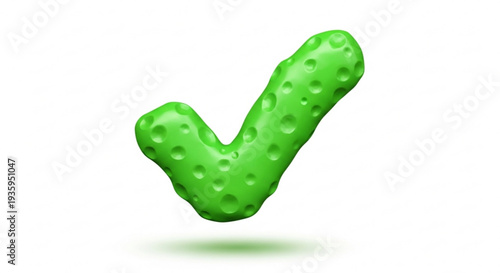 Green checkmark silhouette icon with textured surface on transparent background