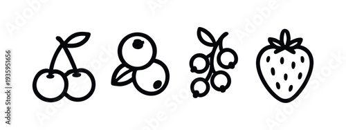 Doodle Style Small Fruits and Berries Icons
