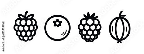 Variety of Hand Drawn Berry Doodle Icons