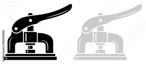Simple illustration of a notary embosser in black and gray