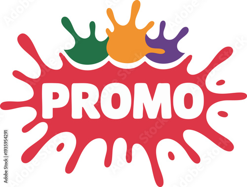 Vibrant promo splash with colorful ink drops and bold typography Vector