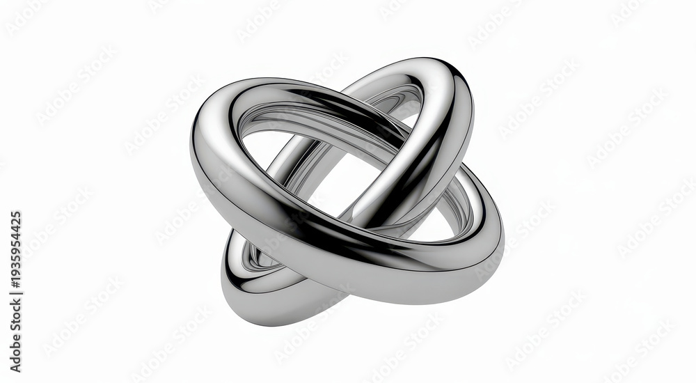Naklejka premium Interconnected silver metal rings closeup