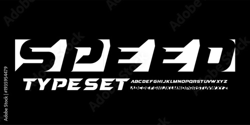 Speed Race Font Logo Alphabet, Run Gym Letter Set Modern Typography. Bold Italic Typographic Design for Dynamic Title, Automotive Headline, Type Symbol Logotype, Sports Fonts. Vector Typeface