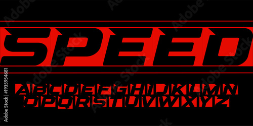 Speed Race Font Logo Alphabet Edgy Sharp Letter Set Modern Typography, Wide Bold Italic Typographic Design for Dynamic Title, Automotive Headline, Type Symbol Logotype, Sports Fonts. Vector Typeface