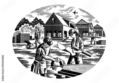 people building a house