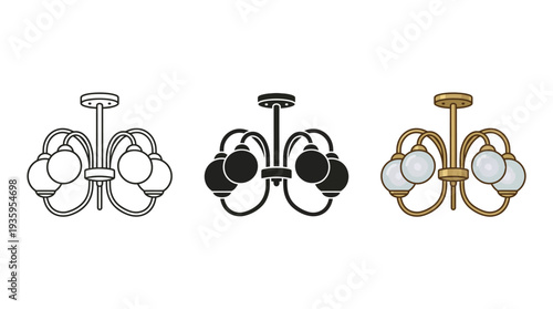 Modern Ceiling Light Fixtures in Various Colors Isolated on White Background