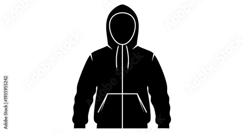 Black Hoodie with White Outline Details.
