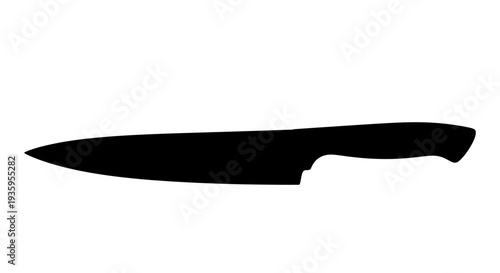 A black kitchen chefs cutting knife.