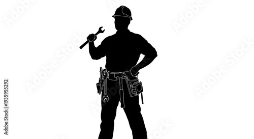 Silhouette of a male construction worker.
