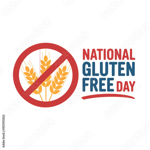 Wheat stalks inside a red circle signify a national gluten free holiday.
