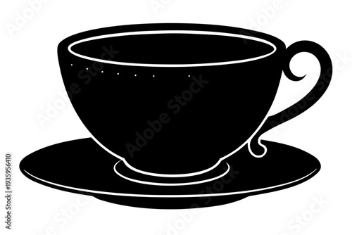 Tea cup icon, Hot drink icon, Tea cup silhouette vector