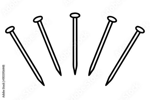 metal wire nail icon set, metal wire nail silhouette vector