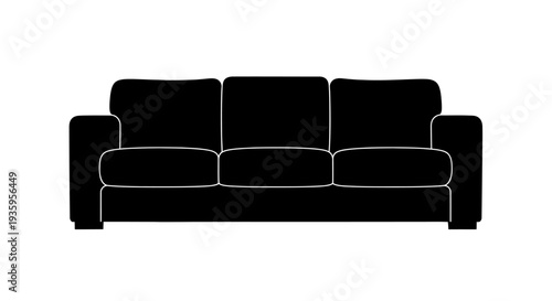 Black Three Seater Sofa Furniture.