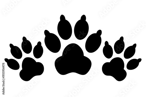 paw print icon, Paw footprint icon, Animal paw print silhouette vector.