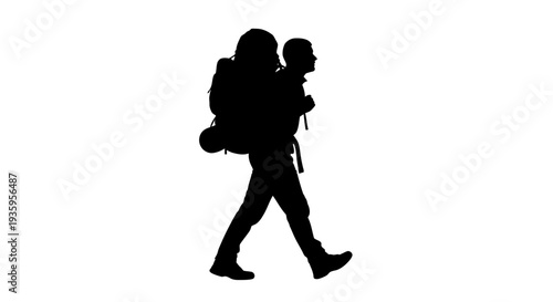 Person walking with large backpack on.