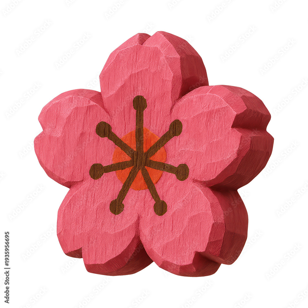 Naklejka premium PNG Wooden carved cherry blossom