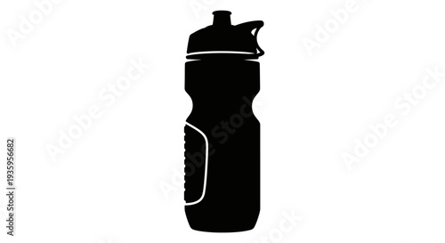 Black Plastic Sports Water Bottle.