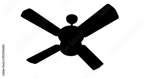 Ceiling Fan Blades Spinning Slowly Downwards.