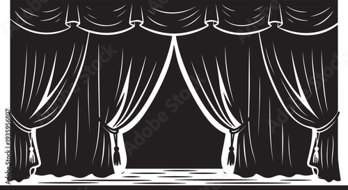 Theater Stage Curtains Silhouette