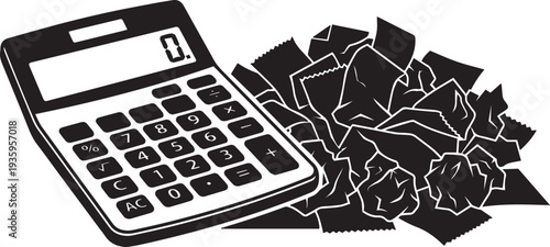 Calculator with mountain landscape silhouette