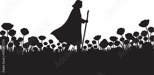 Tulip Field Garden Silhouette