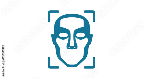 Facial Recognition Icon with Closed Eyes.