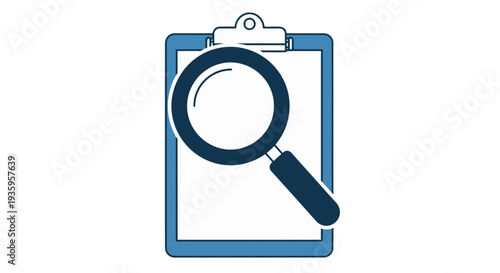 Magnifying Glass on Clipboard Document.