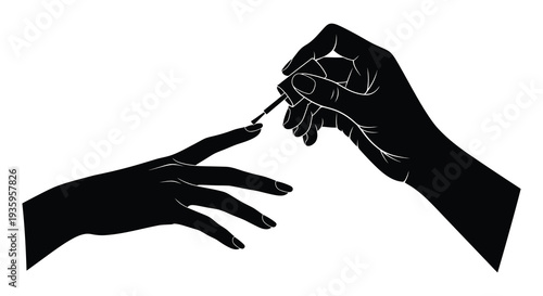 A detailed depiction of hands applying nail polish showcasing elegance and self care in a striking silhouette high quality professional modern elegant