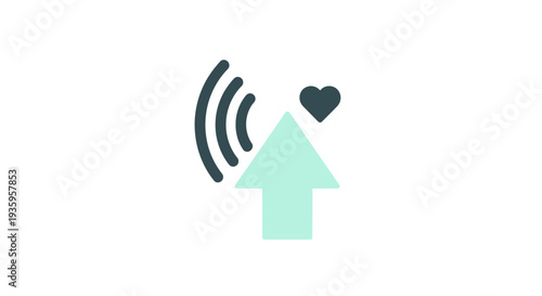 Simple Green House Icon with Heart.