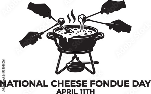 National Cheese Fondue Day Silhouette