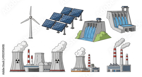 Various renewable and non-renewable energy sources illustrated.