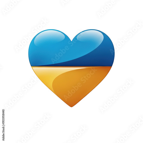 Heart symbol with ukrainian flag colors