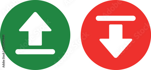 Up and down circular arrows on colored backgrounds representing directional actions Vector