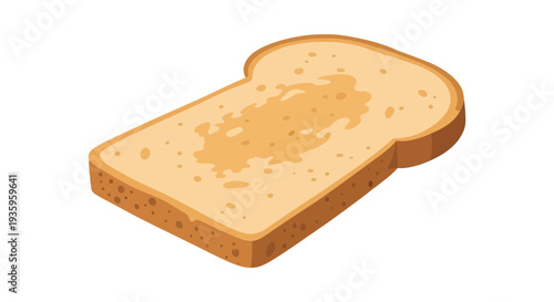 A single slice of toasted bread with a buttered surface presented in a clean minimalist silhouette high quality professional detailed modern