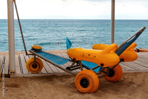 Konstfotografi Amphibious chair that makes it possible for people with reduced mobility to enjoy bathing on the beach
