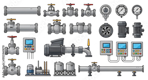 Industrial plumbing and mechanical equipment collection.