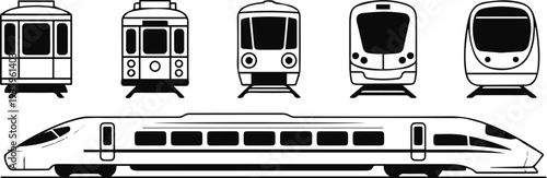 Subway metro front view and station elements