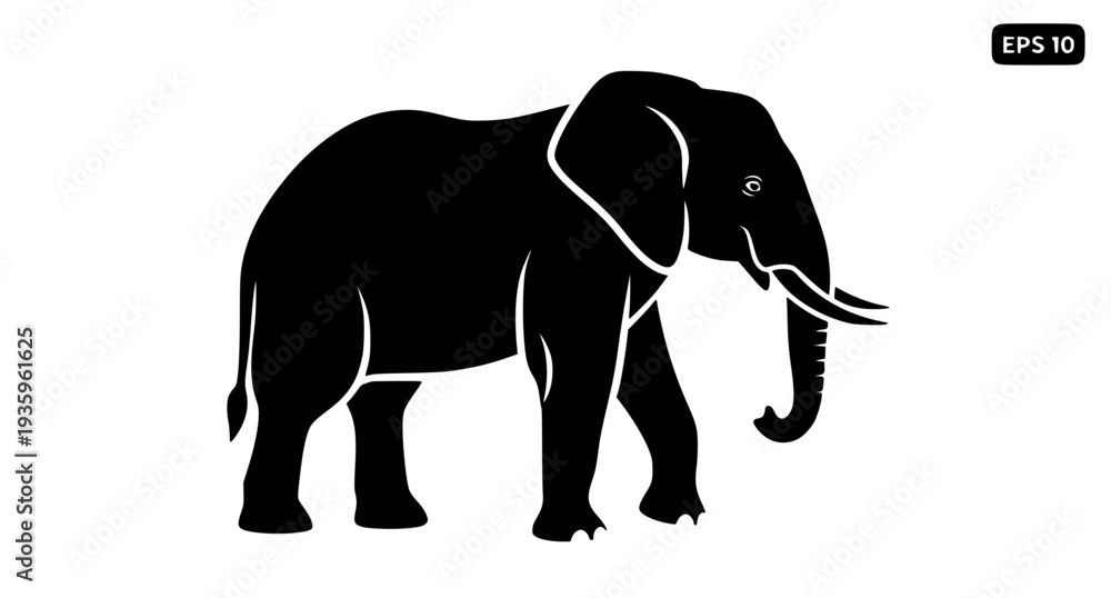 Fototapeta premium Elephant silhouette icon simple black vector illustration EPS 10