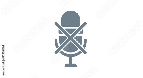 Muted Microphone Icon with Cross Symbol.
