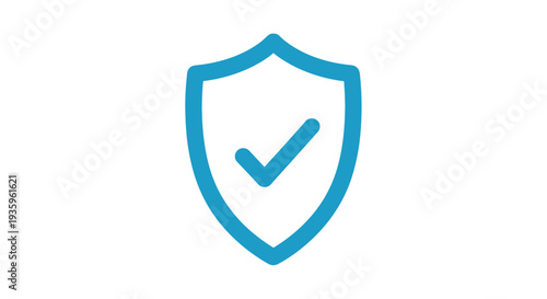 Blue Shield Icon with Checkmark Symbol.