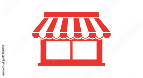 Red Striped Storefront Awning Illustration.