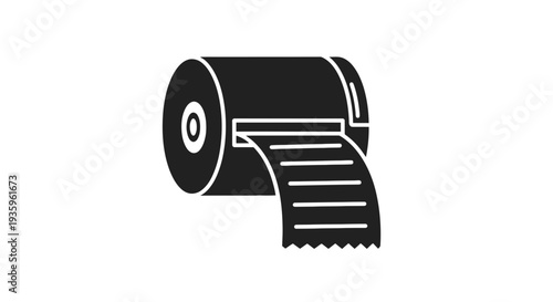 Black Toilet Paper Roll with Unwound Sheet.