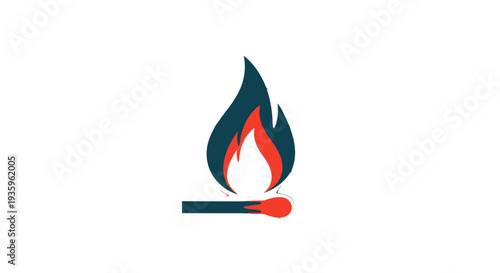 Burning Matchstick with Flame Icon.